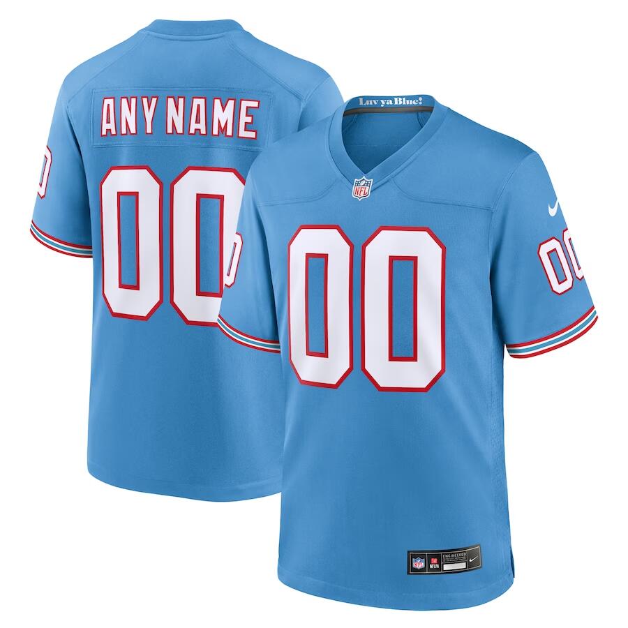 Men's Tennessee Titans Customized Light Blue Oilers Throwback Stitched Game Jersey Men's Tennessee Titans Customized Light Blue Oilers Throwback Stitched Game Jersey